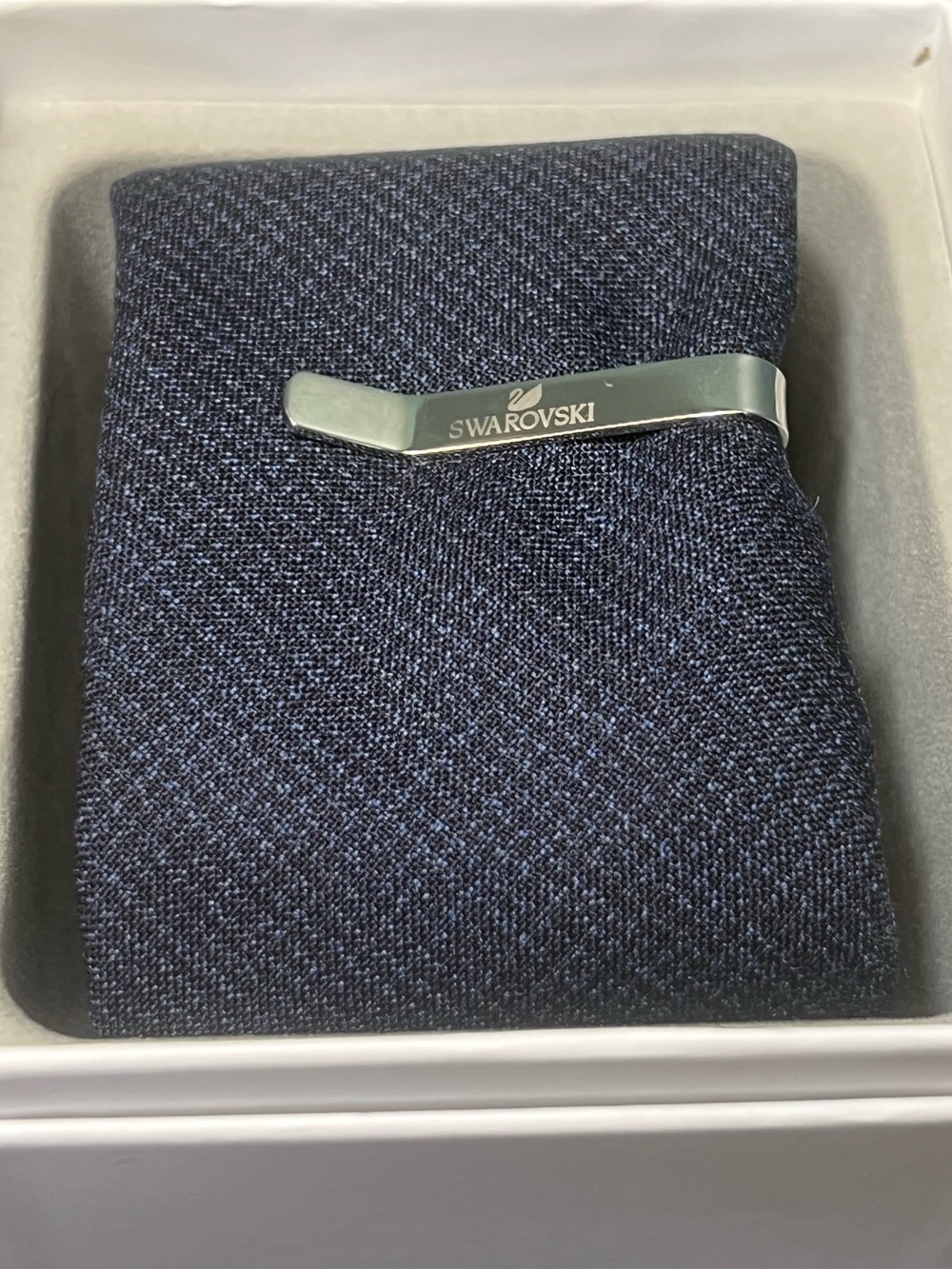 Swarovski Blue Houndstooth Men's Tie w/ Clip Attachment MPN 5497418